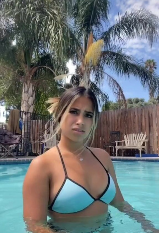 Hot Jasmin Acosta in Blue Bikini Top at the Pool