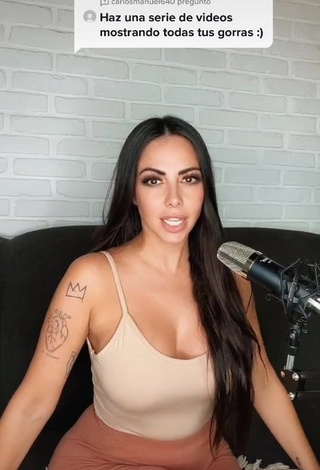 Irresistible Jimena Sánchez Shows Cleavage in Beige Top