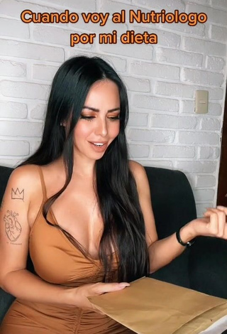 3. Irresistible Jimena Sánchez Shows Cleavage in Brown Dress