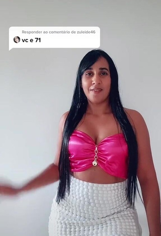 1. Beautiful Karollyny Campos Shows Cleavage in Sexy Pink Crop Top