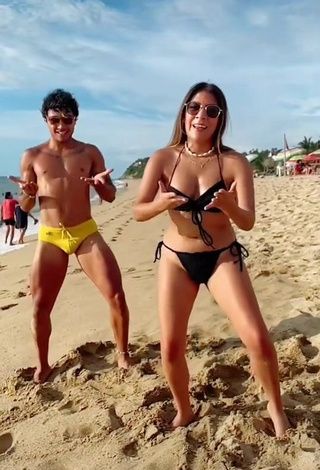 3. Irresistible Katia Nabil in Black Bikini at the Beach