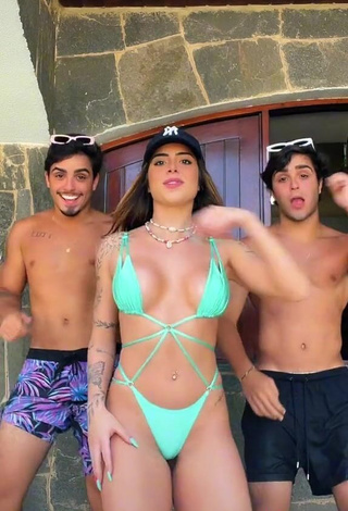 Pretty Luana Targinno Shows Cleavage in Green Bikini