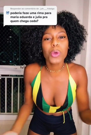 1. Beautiful MC Soffia Shows Cleavage in Sexy Striped Crop Top