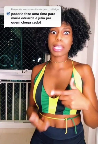 Beautiful MC Soffia Shows Cleavage in Sexy Striped Crop Top