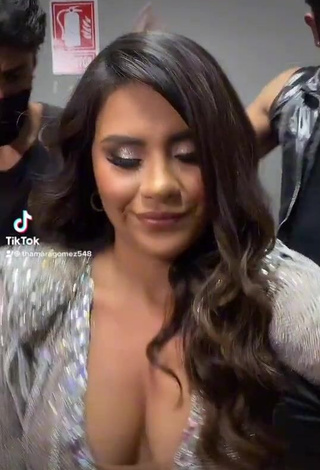 1. Erotic Thamara Gómez Shows Cleavage in Silver Bodysuit