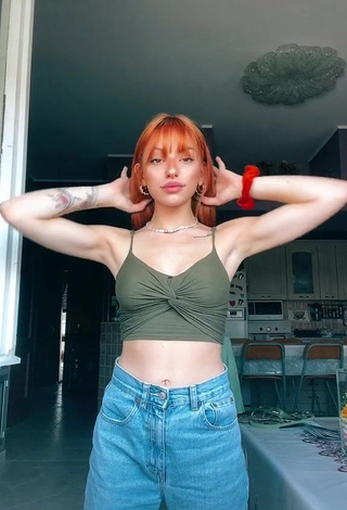 1. Beautiful Valentiina in Sexy Olive Crop Top and Bouncing Boobs