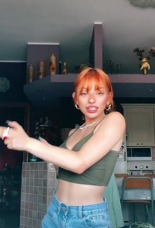 Beautiful Valentiina in Sexy Olive Crop Top and Bouncing Boobs