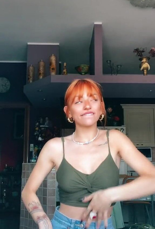 3. Beautiful Valentiina in Sexy Olive Crop Top and Bouncing Boobs