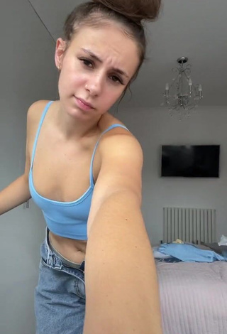 3. Cute Abi Chatten in Blue Crop Top