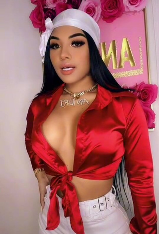 1. Hot Anyuri Lozano Shows Cleavage in Red Top