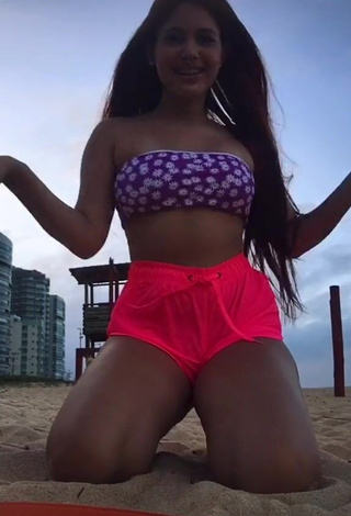 1. Irresistible Brenda Campos in Floral Bikini Top at the Beach