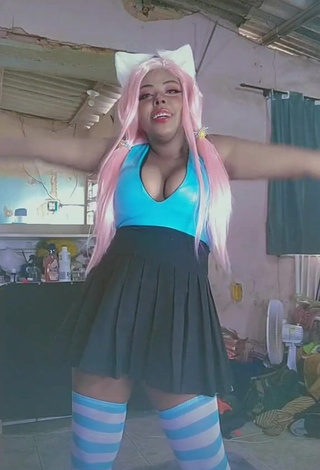 1. Hot Dezza.cosplay Shows Cleavage in Dress and Bouncing Boobs