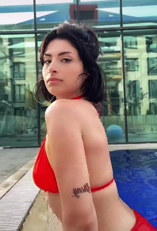 Captivating Eda Aleyna in Red Bikini at the Swimming Pool