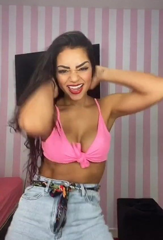 Breathtaking Ingrid Muniz Shows Cleavage in Pink Bikini Top