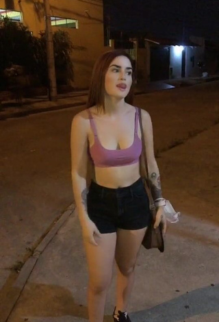 1. Sweetie Julietaderomeo Shows Cleavage in Pink Sport Bra in a Street and Bouncing Tits