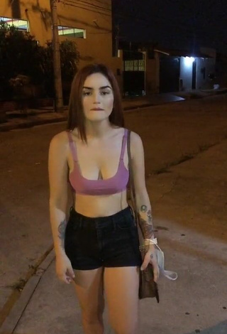 3. Sweetie Julietaderomeo Shows Cleavage in Pink Sport Bra in a Street and Bouncing Tits