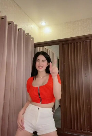 Hot Karen Anne Tuazon in Orange Crop Top