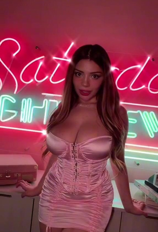 3. Breathtaking Katiana Kay Shows Cleavage in Pink Dress and Bouncing Boobs