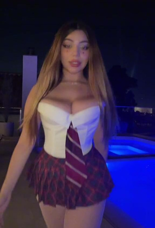 Erotic Katiana Kay in Skirt at the Swimming Pool and Bouncing Boobs