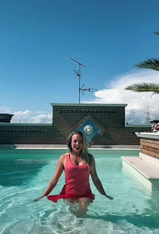 Irresistible lalequita in Red Dress at the Pool