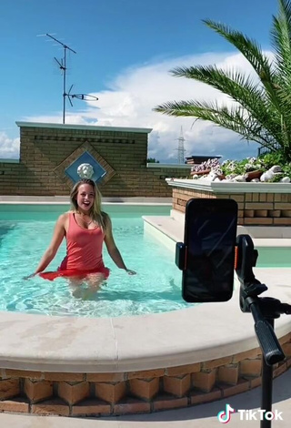 3. Erotic lalequita in Red Dress at the Pool