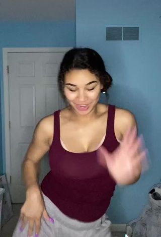 3. Irresistible Makayla Marley Shows Cleavage in Brown Top and Bouncing Boobs