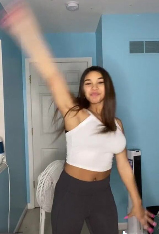 Sweetie Makayla Marley in White Crop Top and Bouncing Boobs