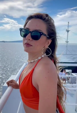 1. Irresistible Melodi Özerdem in Red Crop Top on a Boat