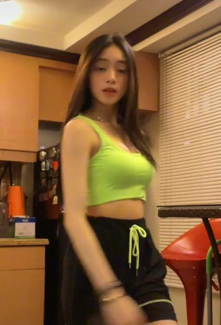 1. Alluring Paulaxdrea in Erotic Lime Green Crop Top