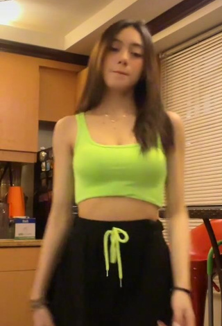 2. Alluring Paulaxdrea in Erotic Lime Green Crop Top