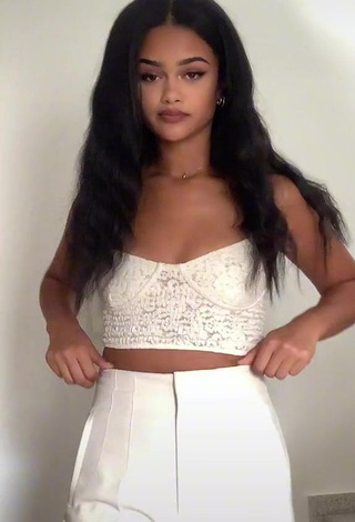 Captivating Sidney in White Crop Top