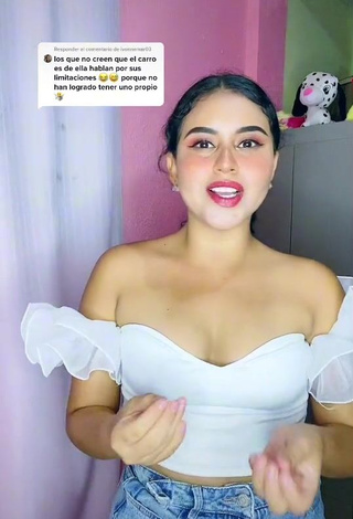 Cute Soydanielikald Shows Cleavage in White Crop Top