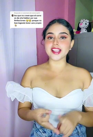 3. Cute Soydanielikald Shows Cleavage in White Crop Top