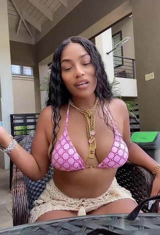 Erotic Stefflon Don Shows Cleavage in Bikini Top (Side Boob)