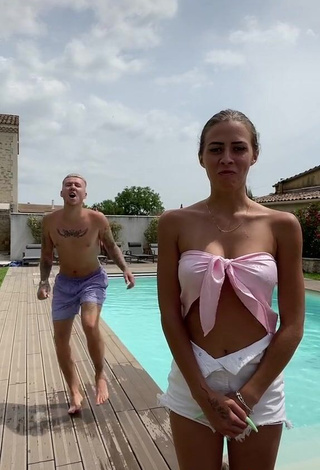 3. Erotic Ydrissia️ in Pink Crop Top at the Swimming Pool