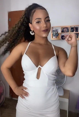 Hot Ziane Martins Shows Cleavage in White Dress and Bouncing Breasts