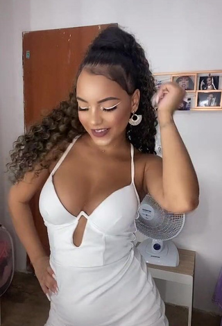 3. Hot Ziane Martins Shows Cleavage in White Dress and Bouncing Breasts