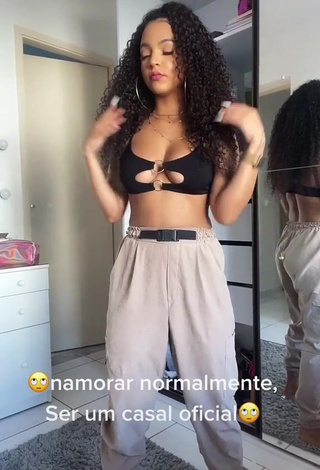 1. Sweet Ziane Martins Shows Cleavage in Cute Black Bikini Top and Bouncing Breasts (Underboob)