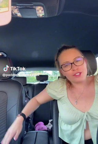 Erotic Jen Smith in a Car without Bra (Upskirt)