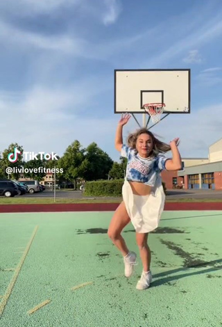 Captivating livlovefitness in Thong while doing Sports Exercises (Upskirt)