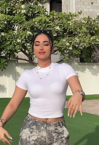 Irresistible Aydas Shows Cleavage in White Crop Top