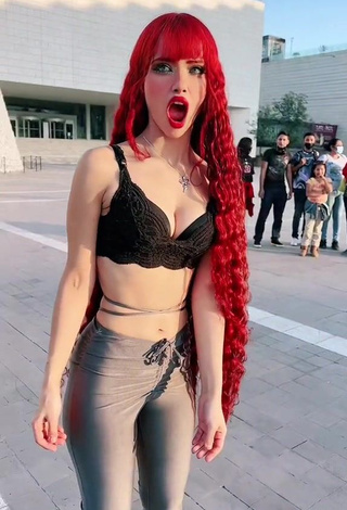 3. Sweet Bella Dueñas Shows Cleavage in Cute Black Crop Top in a Street