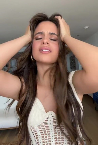 Erotic Camila Cabello Shows Cleavage in White Crop Top