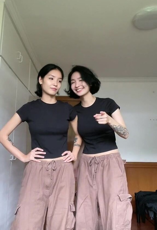 Cute Karina & Kamila in Black Crop Top