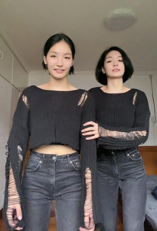 2. Irresistible Karina & Kamila in Black Crop Top