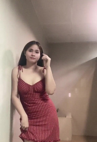 1. Cute Christian Mae Shows Cleavage in Striped Dress