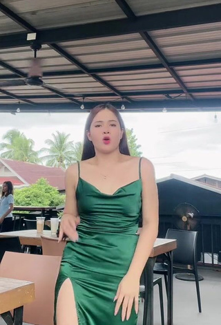 3. Captivating Christian Mae Shows Cleavage in Green Dress