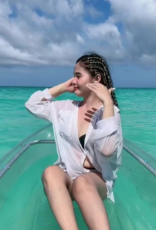 2. Irresistible Christian Mae Shows Cleavage in White Top in the Sea