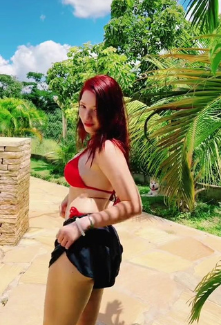 3. Pretty Cibelly Ferreira Shows Cleavage in Red Bikini Top