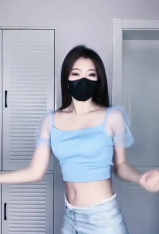 3. Han Qui in Inviting Blue Crop Top